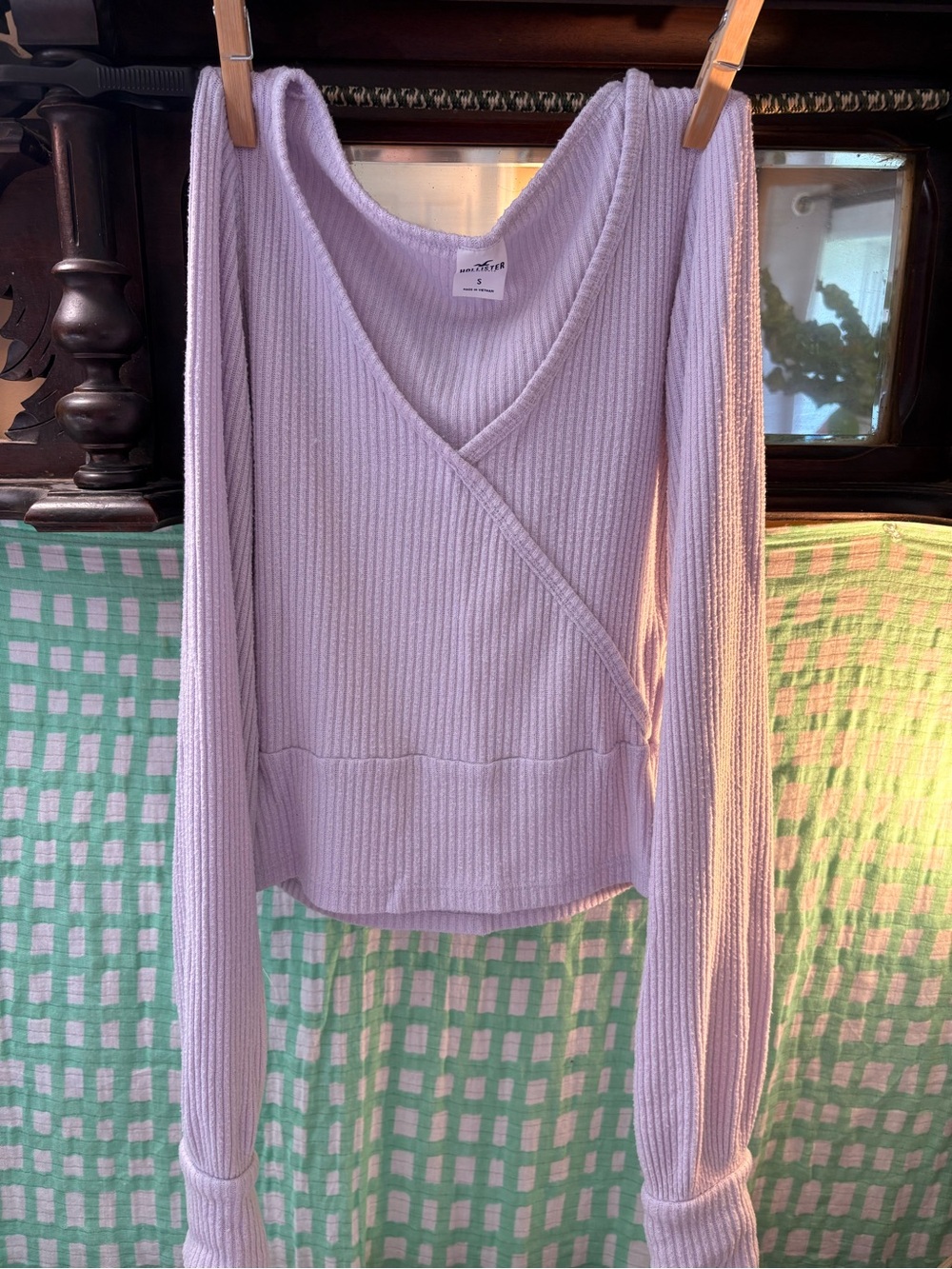 Hollister Lavender Ribbed Wrap Crop Top